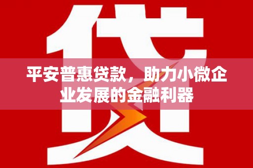柘城平安普惠贷款，助力小微企业发展的金融利器