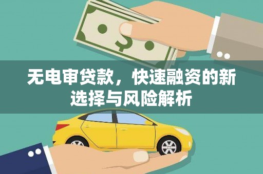 柘城无电审贷款，快速融资的新选择与风险解析