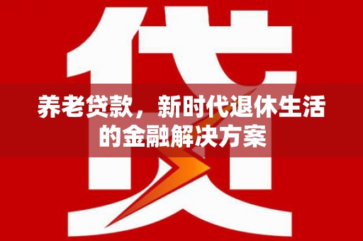 柘城养老贷款，新时代退休生活的金融解决方案