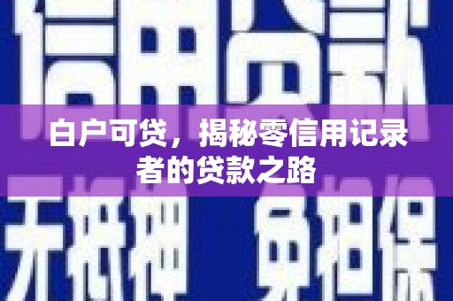 柘城白户可贷，揭秘零信用记录者的贷款之路